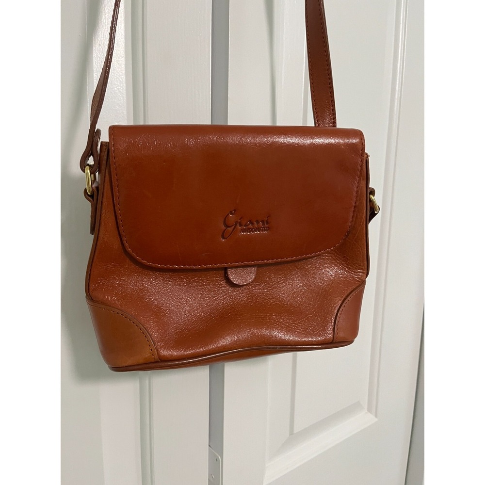 GIANI Handcrafted Brown Glazed GENUINE LEATHER Sienna Red Italian Shoulder Bag